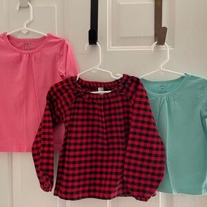 Lot of 3 Long Sleeve Shirts Tops Girls Size 4T Carters